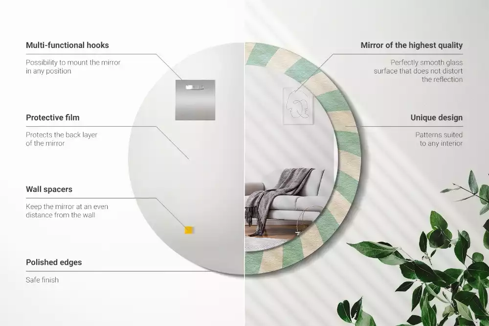 Bedrukte ronde spiegel Retro pastelpatroon