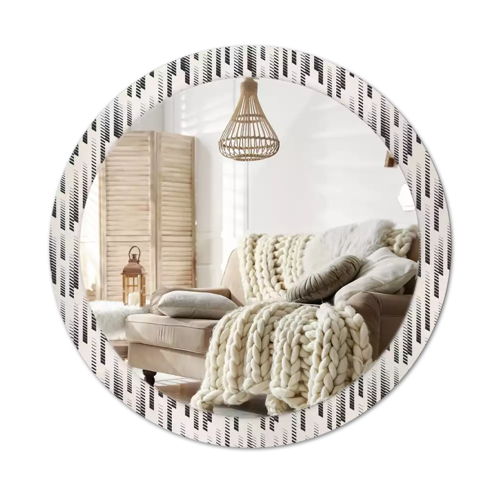 Ronde spiegel met bedrukte lijst Gestreept patroon