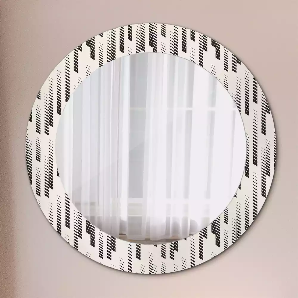 Ronde spiegel met bedrukte lijst Gestreept patroon