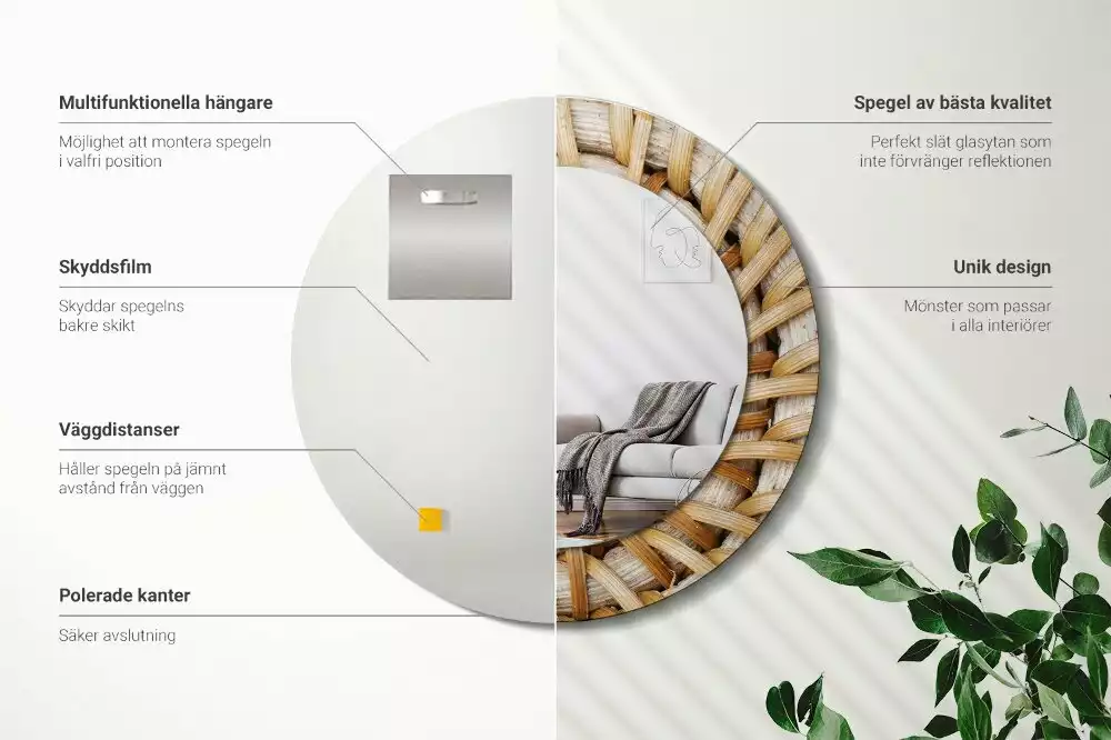 Bedrukte ronde spiegel Vlecht