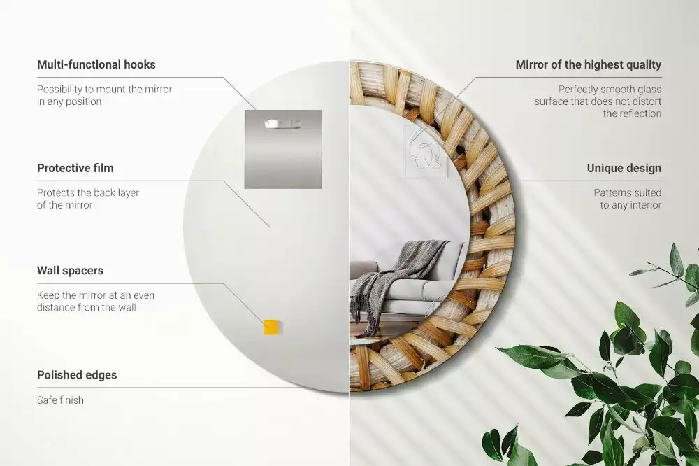 Bedrukte ronde spiegel Vlecht