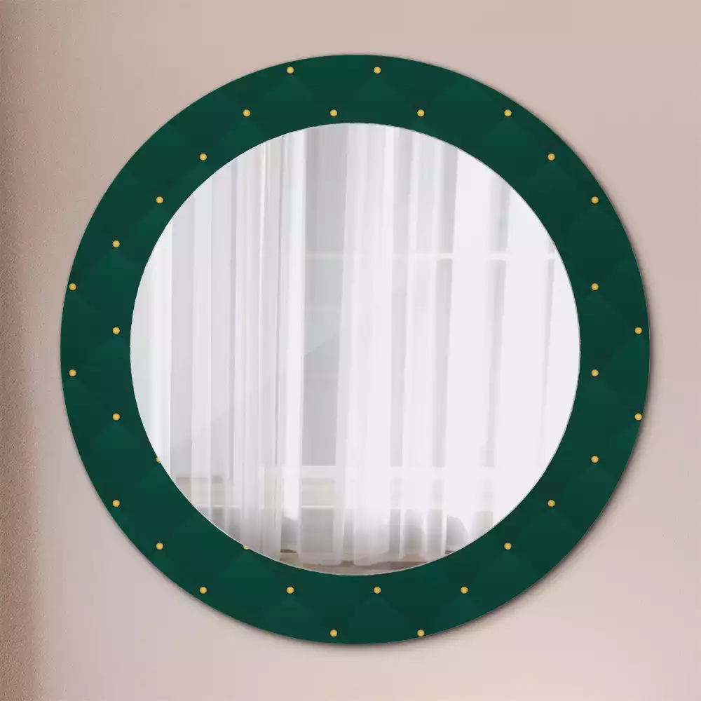 Ronde spiegel met bedrukte lijst Gewatteerd patroon