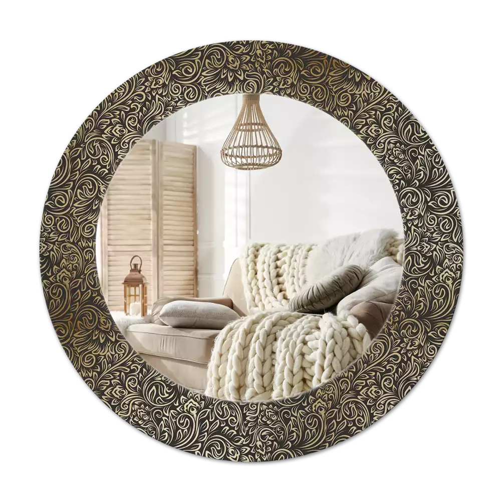 Ronde spiegel met decoratie Bloemenornament