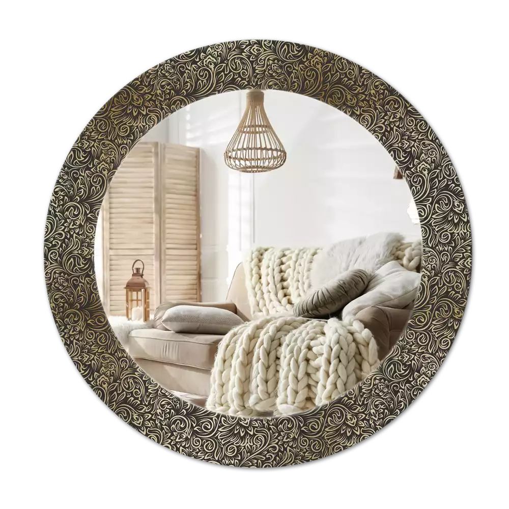 Ronde spiegel met decoratie Bloemenornament