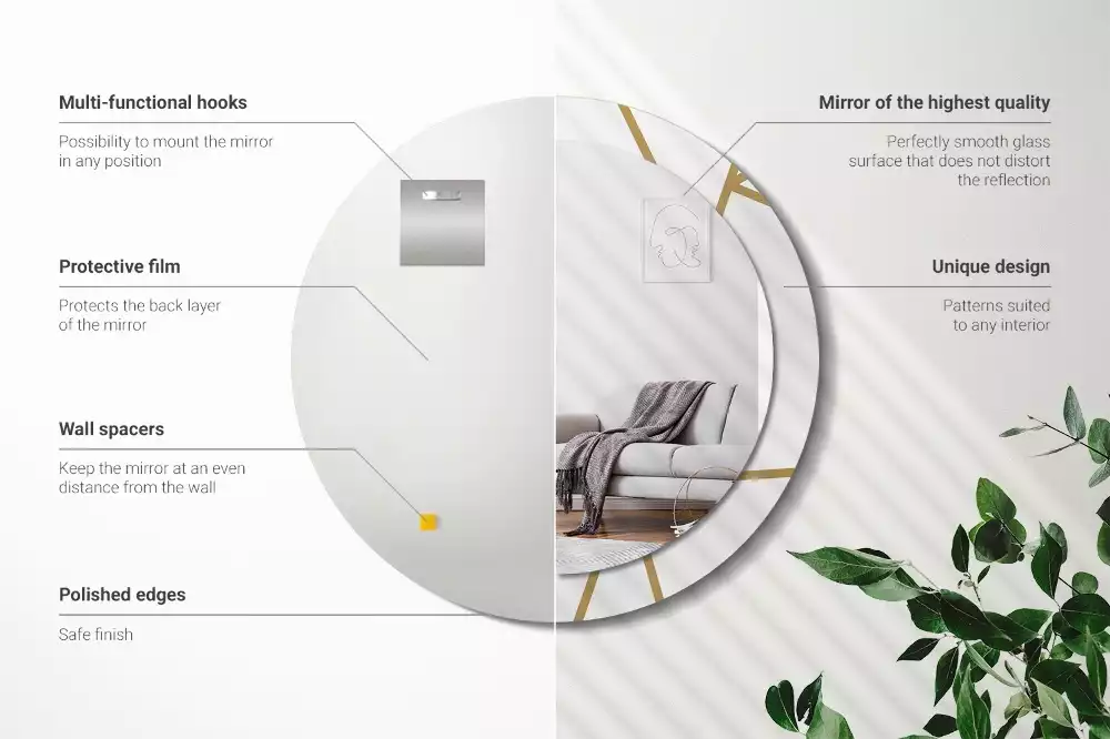 Bedrukte ronde spiegel Lineaire compositie