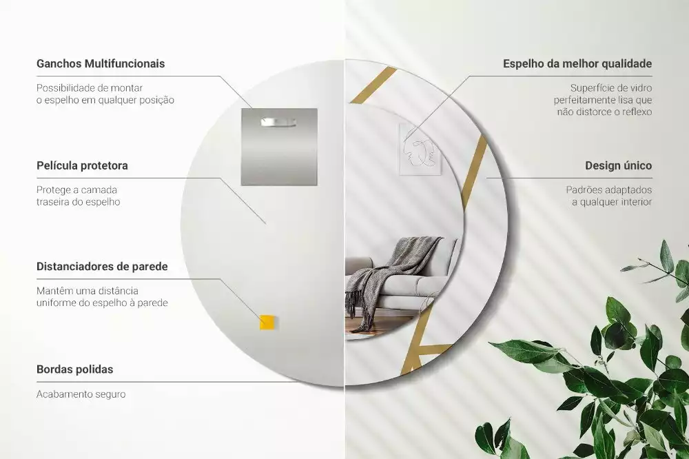 Bedrukte ronde spiegel Lineaire compositie