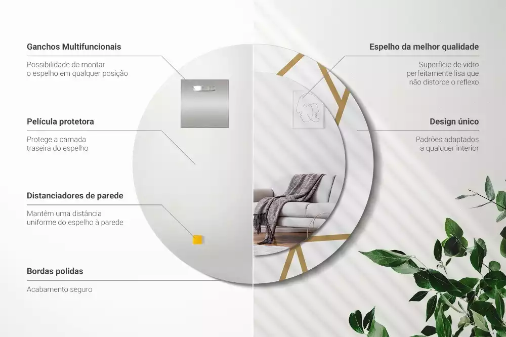 Bedrukte ronde spiegel Lineaire compositie