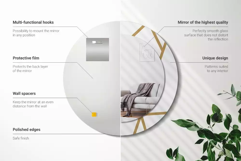 Bedrukte ronde spiegel Lineaire compositie