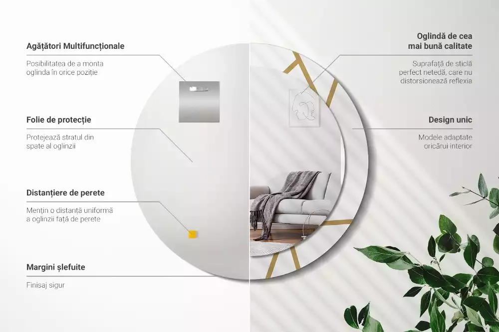 Bedrukte ronde spiegel Lineaire compositie