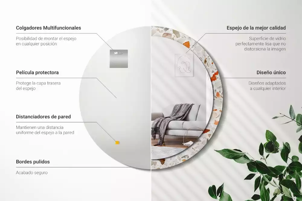 Ronde spiegel met bedrukte lijst Terrazzo-stijl