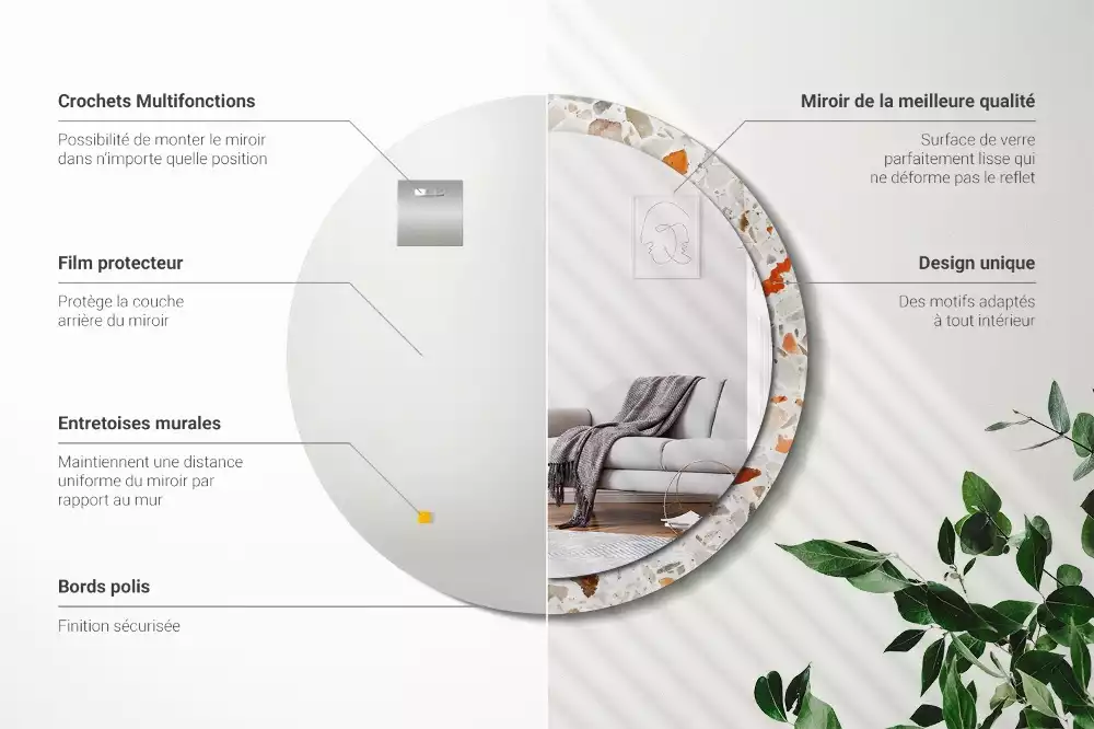 Ronde spiegel met bedrukte lijst Terrazzo-stijl