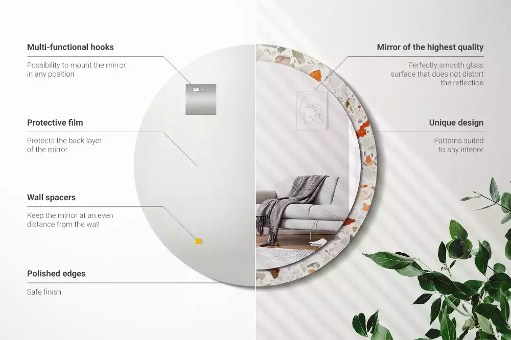 Ronde spiegel met bedrukte lijst Terrazzo-stijl