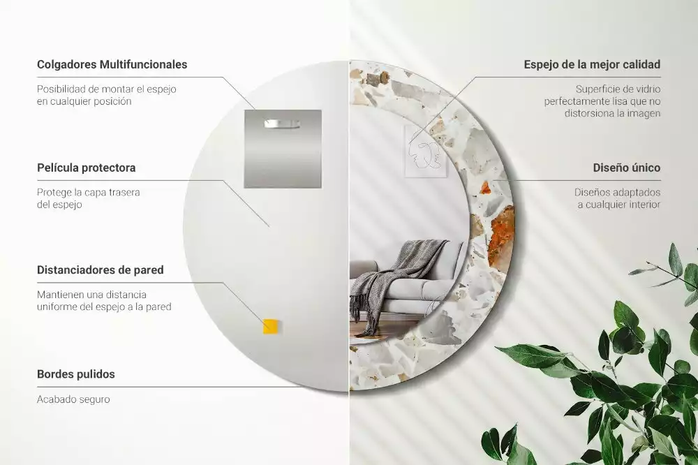 Ronde spiegel met bedrukte lijst Terrazzo-stijl