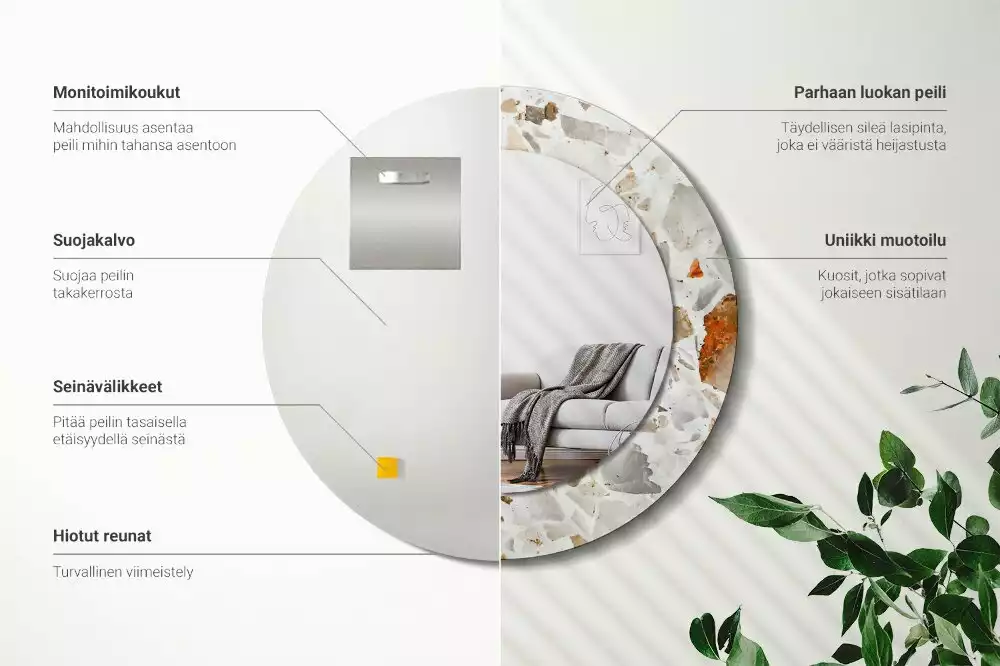 Ronde spiegel met bedrukte lijst Terrazzo-stijl