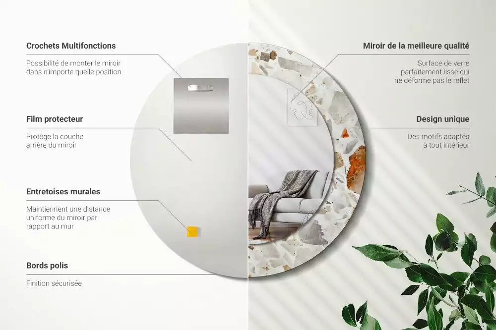 Ronde spiegel met bedrukte lijst Terrazzo-stijl