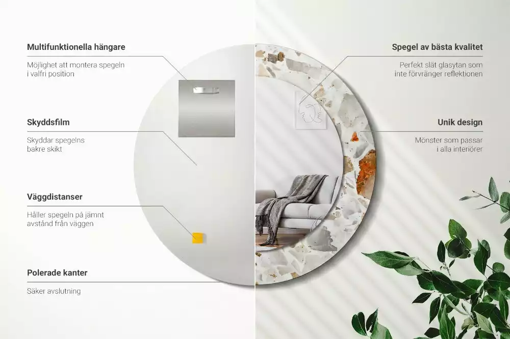 Ronde spiegel met bedrukte lijst Terrazzo-stijl