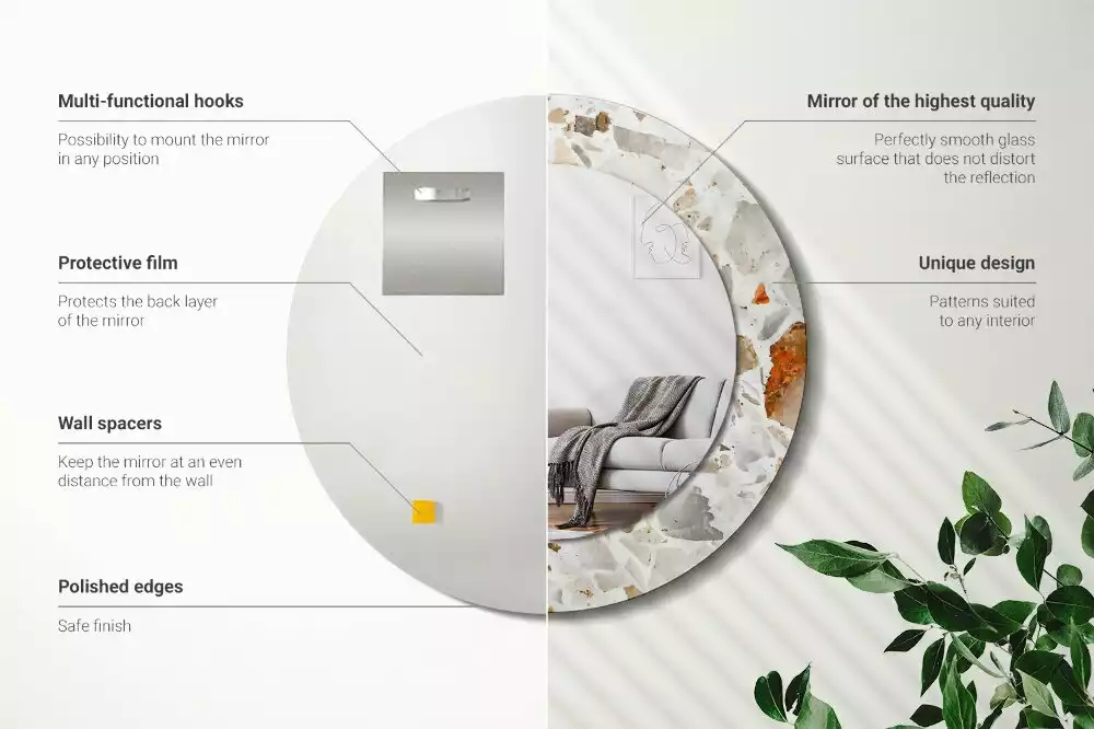Ronde spiegel met bedrukte lijst Terrazzo-stijl