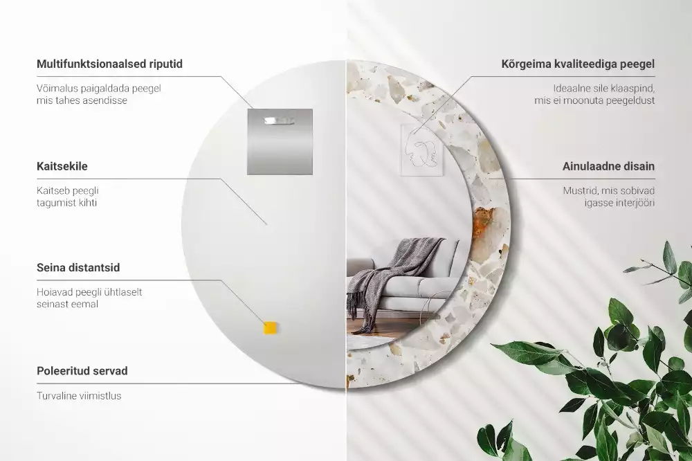 Ronde spiegel met bedrukte lijst Terrazzo-stijl