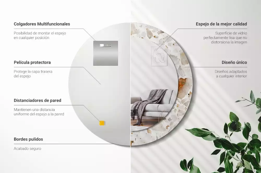 Ronde spiegel met bedrukte lijst Terrazzo-stijl