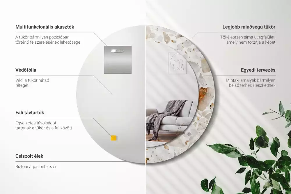 Ronde spiegel met bedrukte lijst Terrazzo-stijl