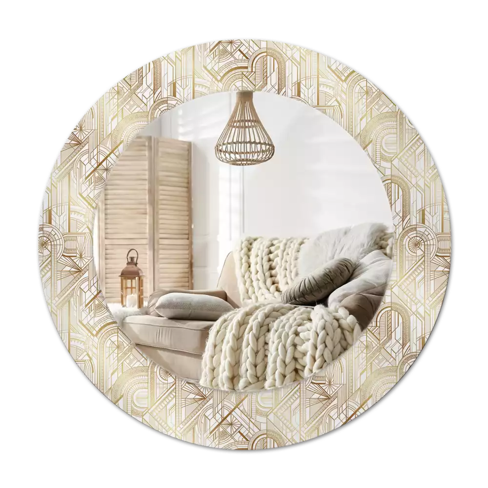 Bedrukte ronde spiegel Art deco compositie