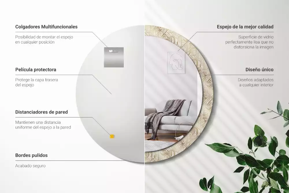 Bedrukte ronde spiegel Art deco compositie