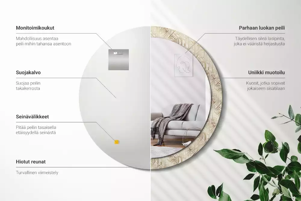 Bedrukte ronde spiegel Art deco compositie