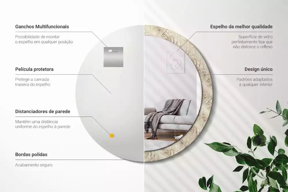 Bedrukte ronde spiegel Art deco compositie