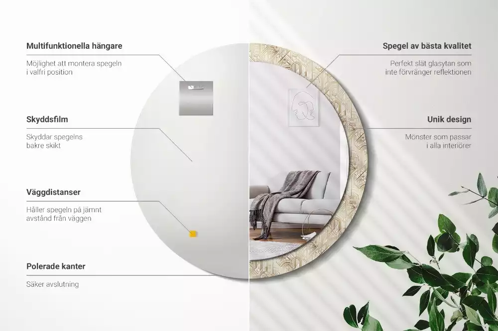 Bedrukte ronde spiegel Art deco compositie