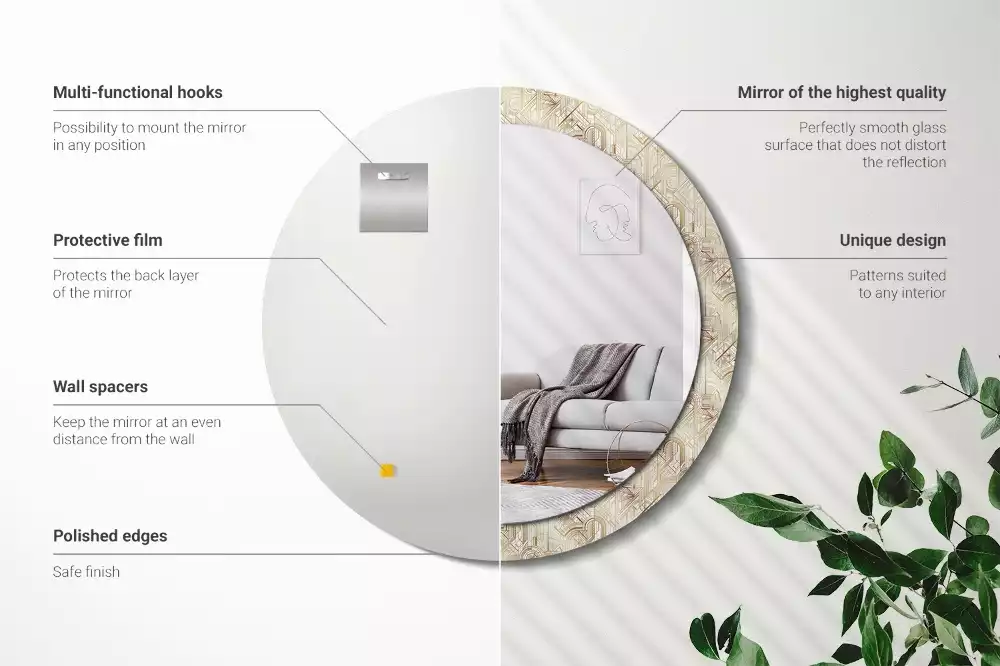 Bedrukte ronde spiegel Art deco compositie