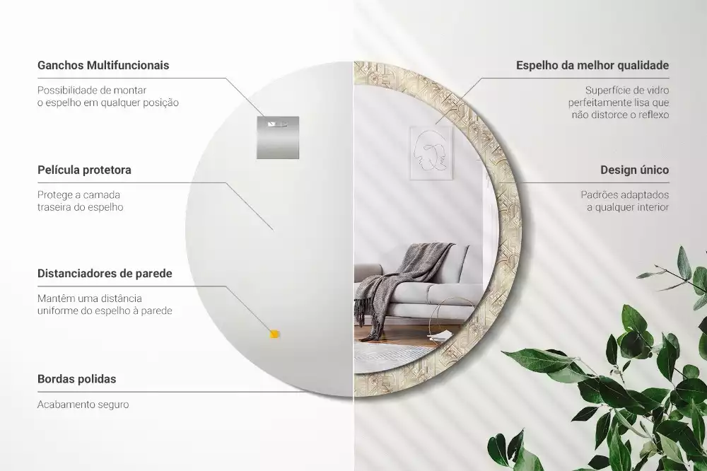 Bedrukte ronde spiegel Art deco compositie