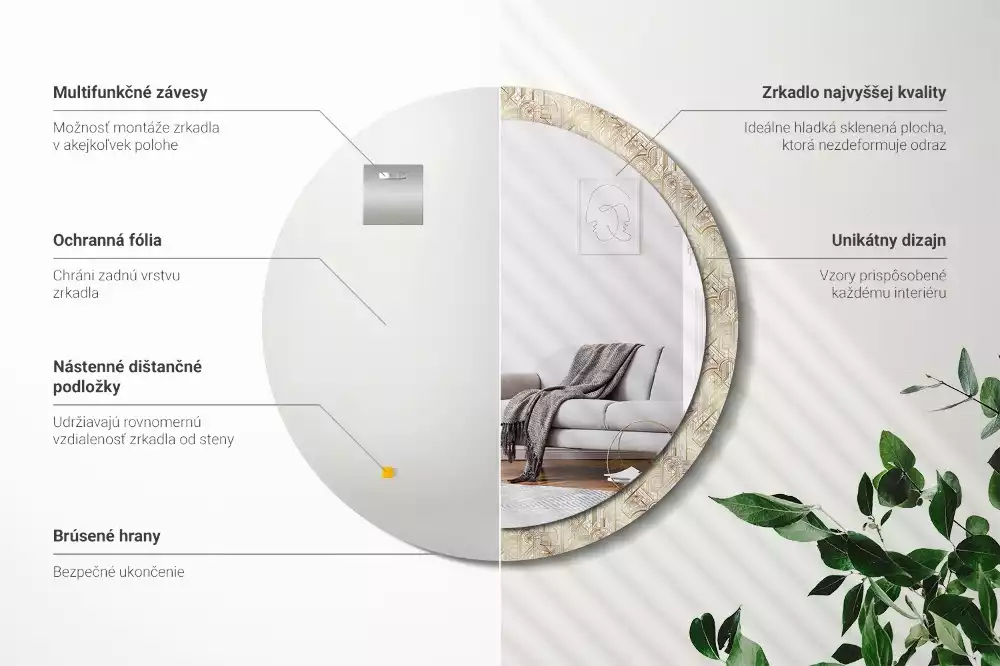 Bedrukte ronde spiegel Art deco compositie