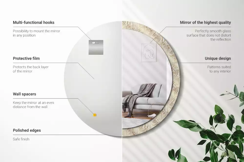 Bedrukte ronde spiegel Art deco compositie