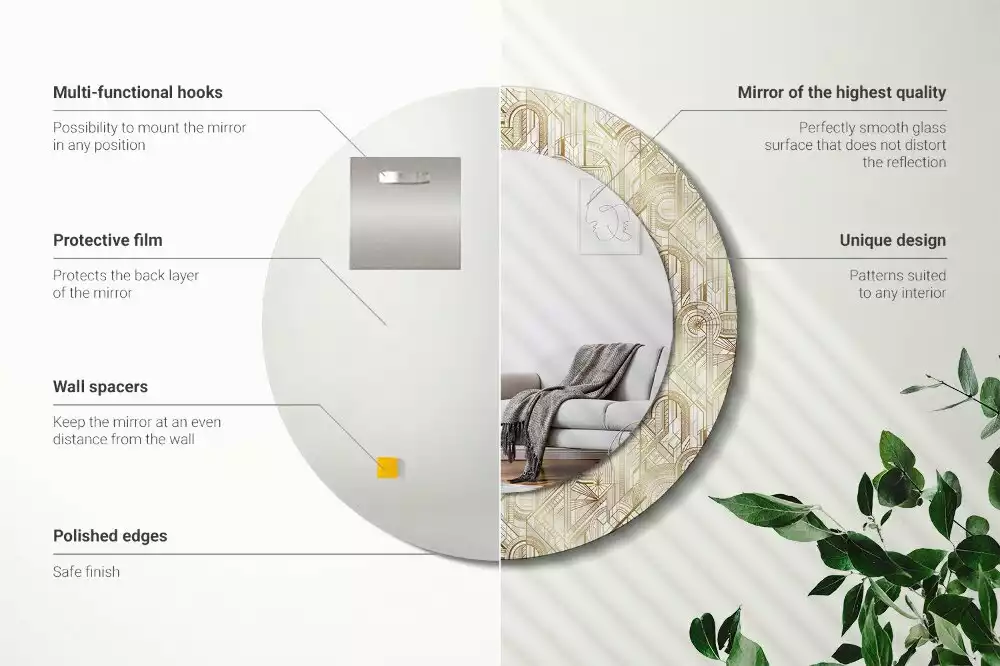 Bedrukte ronde spiegel Art deco compositie