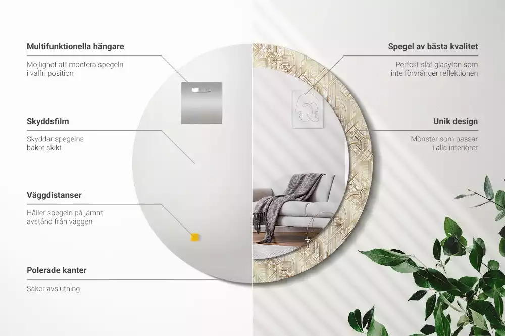 Bedrukte ronde spiegel Art deco compositie