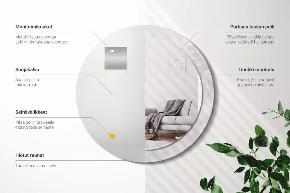 Ronde spiegel met decoratie Rococo-textuur