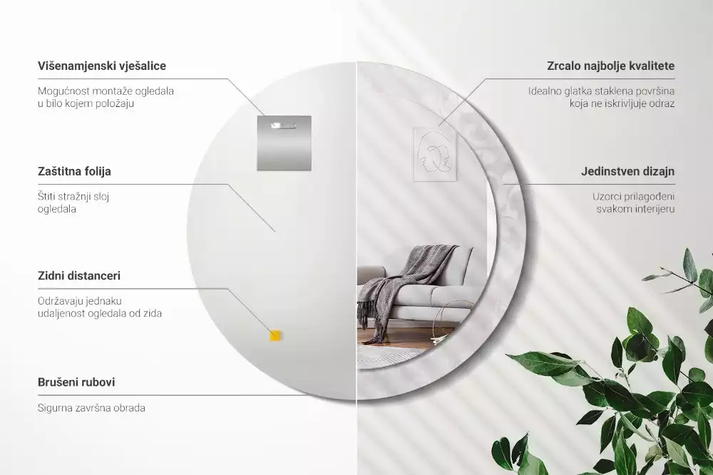 Ronde spiegel met decoratie Rococo-textuur