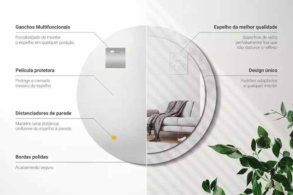 Ronde spiegel met decoratie Rococo-textuur