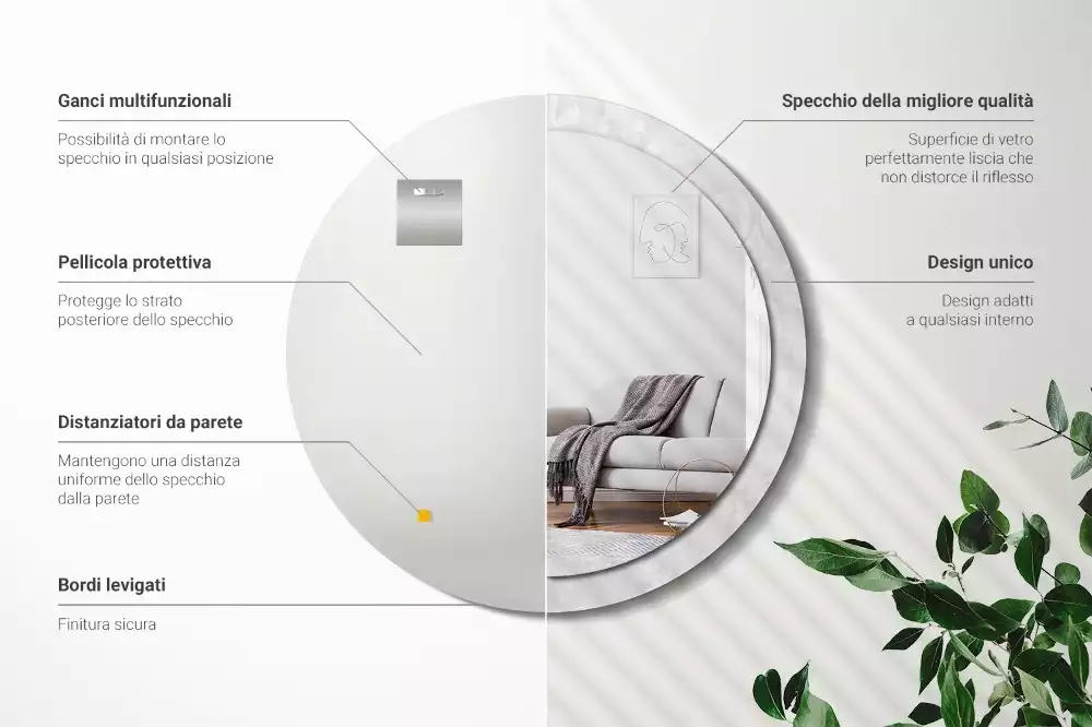 Ronde spiegel met decoratie Rococo-textuur