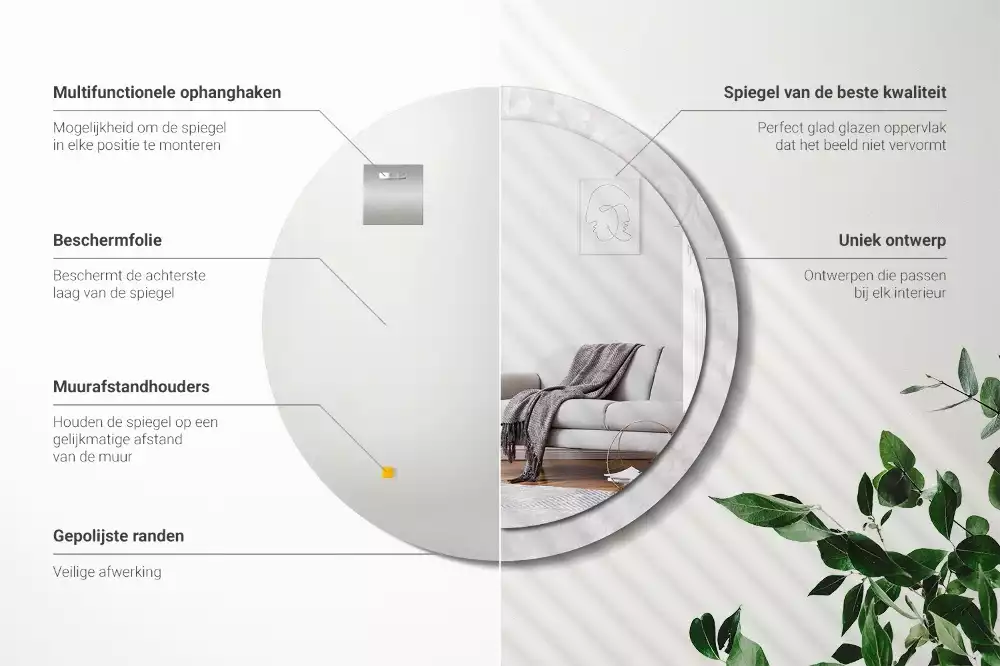 Ronde spiegel met decoratie Rococo-textuur