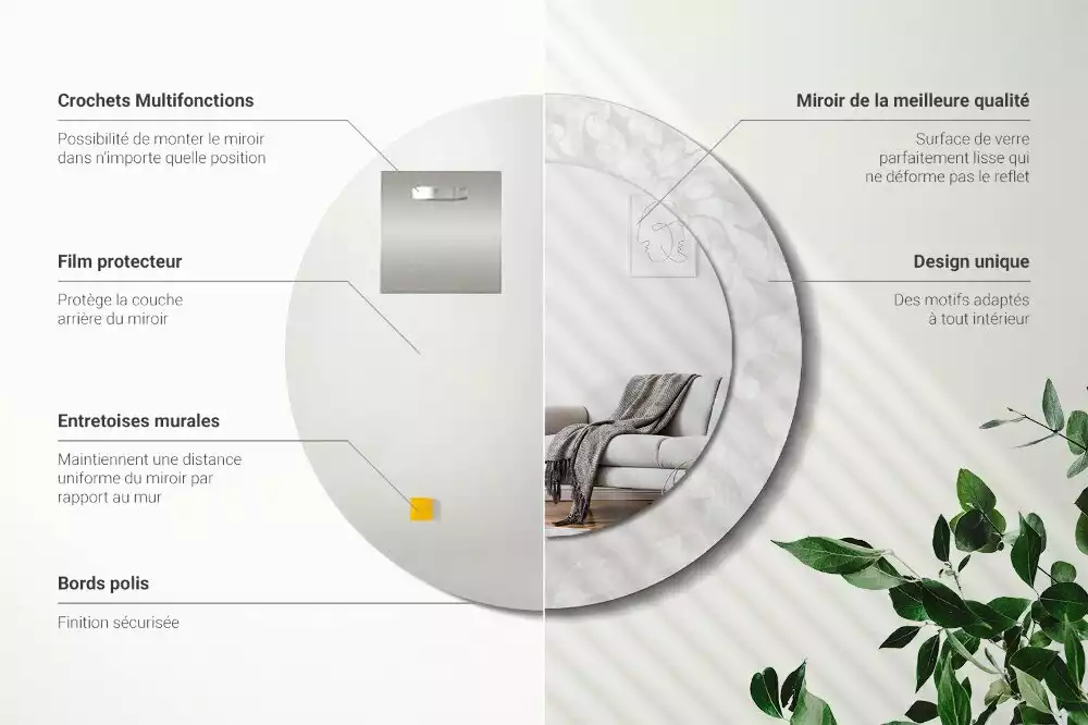 Ronde spiegel met decoratie Rococo-textuur