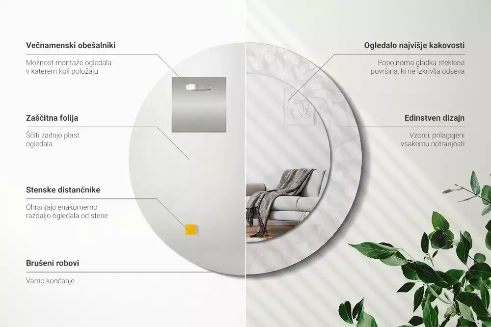 Ronde spiegel met decoratie Rococo-textuur