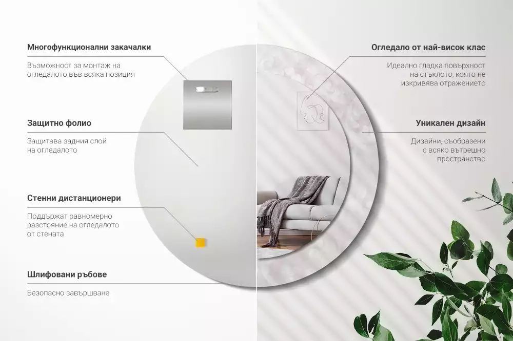 Ronde spiegel met decoratie Rococo-textuur