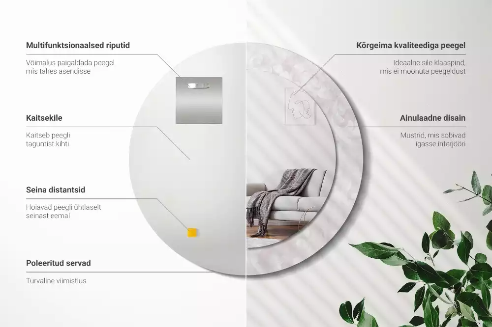 Ronde spiegel met decoratie Rococo-textuur