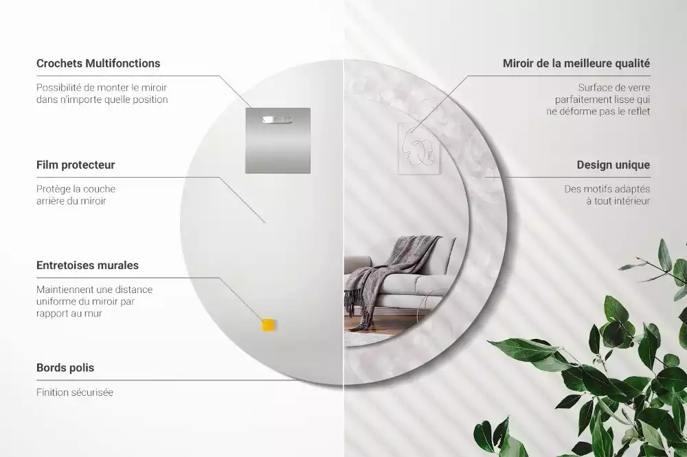 Ronde spiegel met decoratie Rococo-textuur