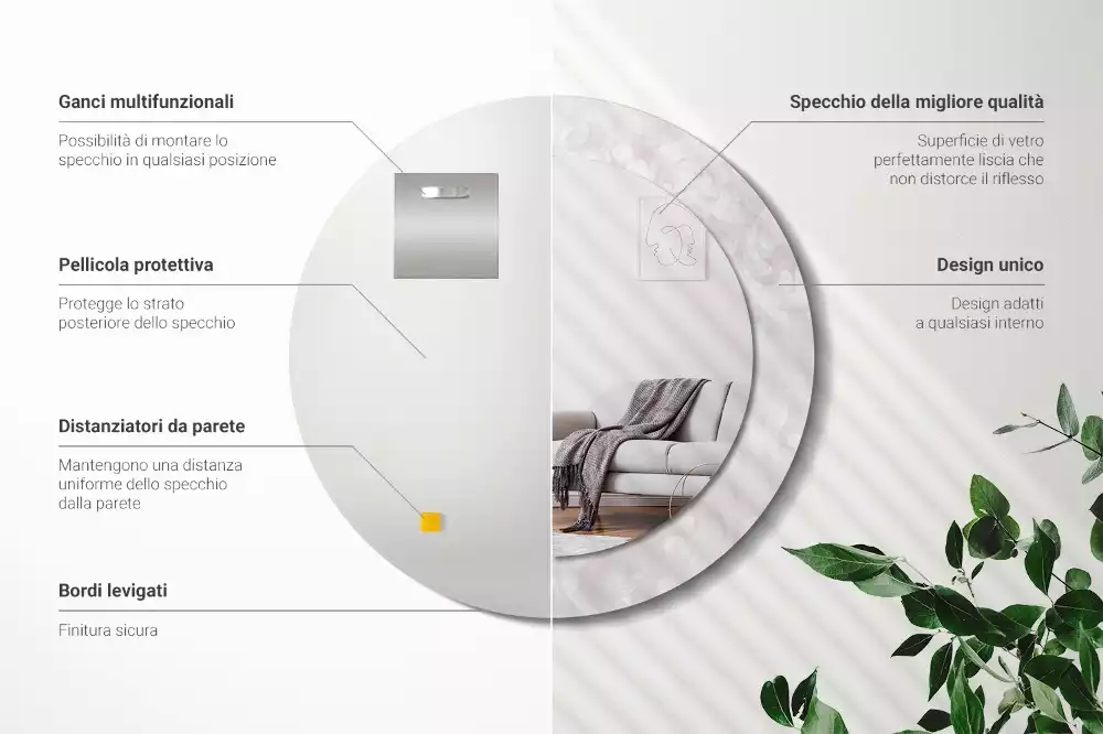 Ronde spiegel met decoratie Rococo-textuur