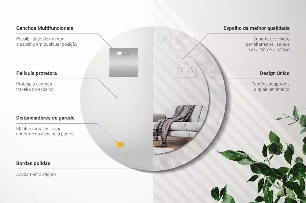 Ronde spiegel met decoratie Rococo-textuur