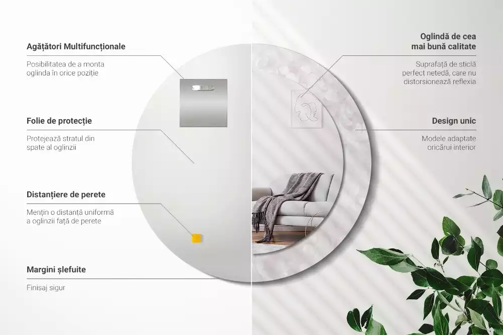 Ronde spiegel met decoratie Rococo-textuur