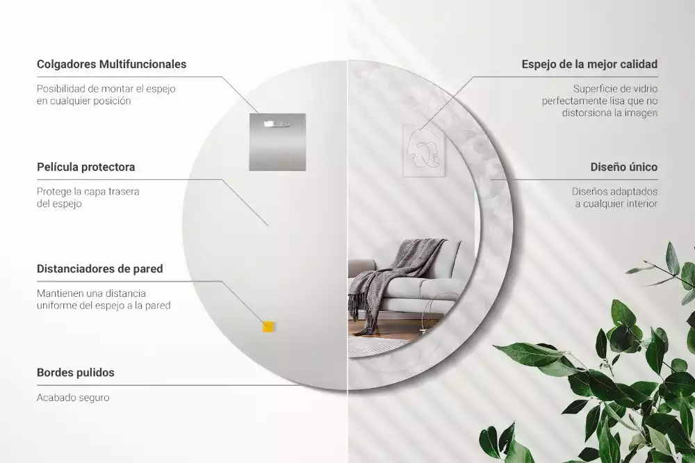 Ronde spiegel met decoratie Rococo-textuur