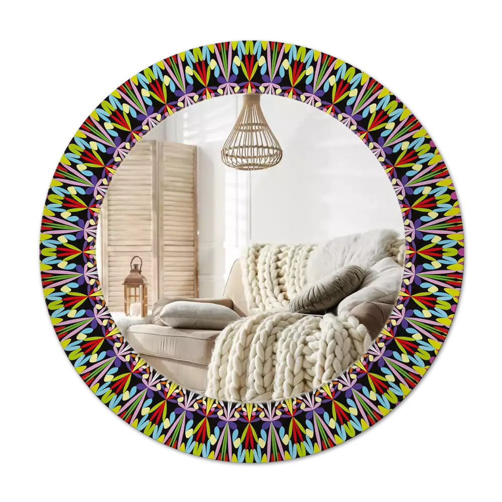 Bedrukte ronde spiegel Mandala-patroon